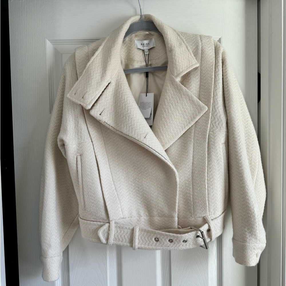 Reiss Clara Biker Jacket Italian Yarn